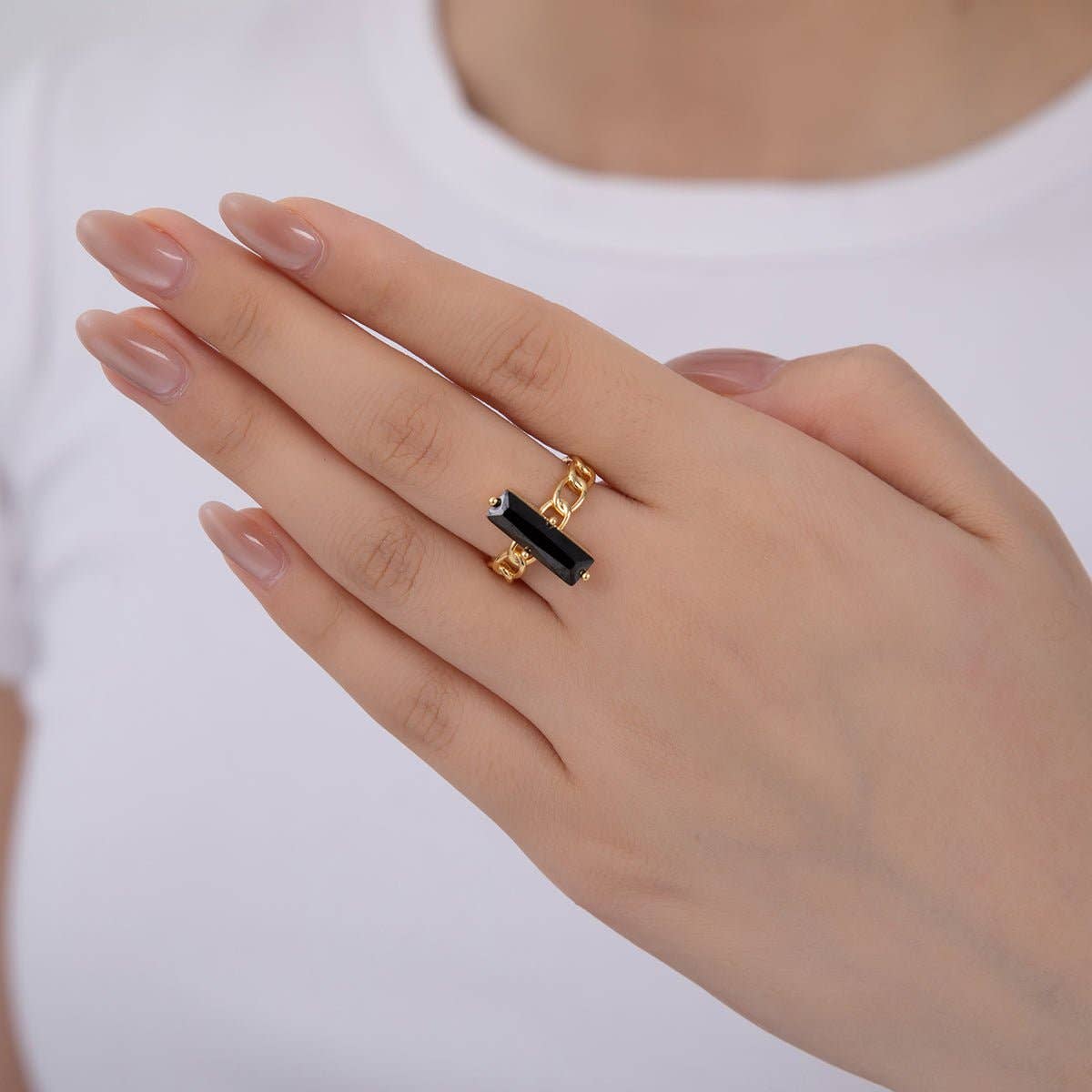 18K Filled Black CZ Solitaire Ring