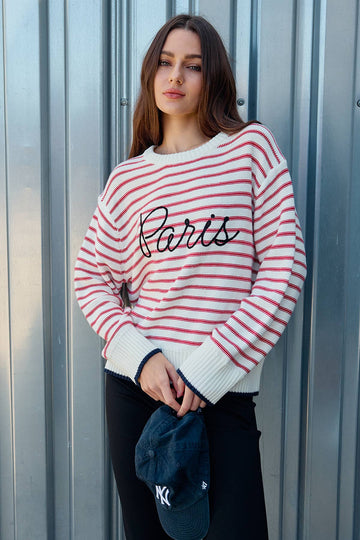 Red Striped Paris Sweater (REG)