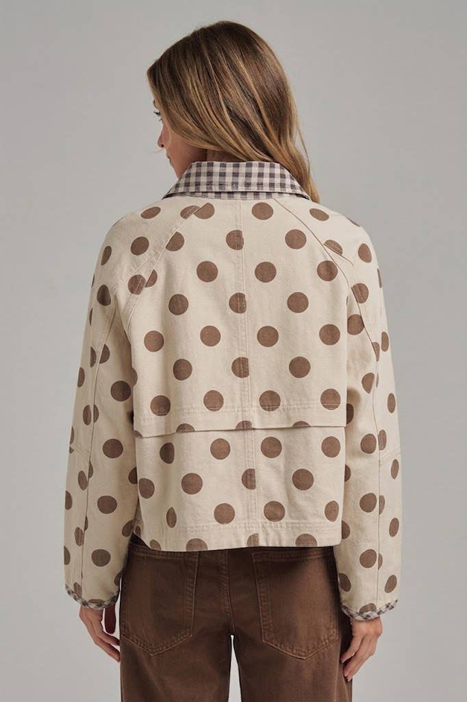 Polka Dot Oxford Twill Jacket in Oatmeal (REG)
