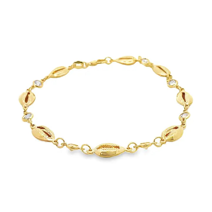 18K CZ Puka Shell Anklet