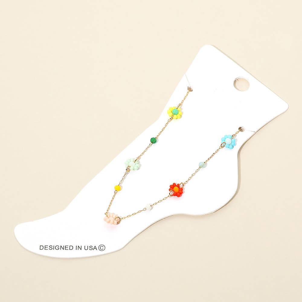 Beaded Floral Anklet
