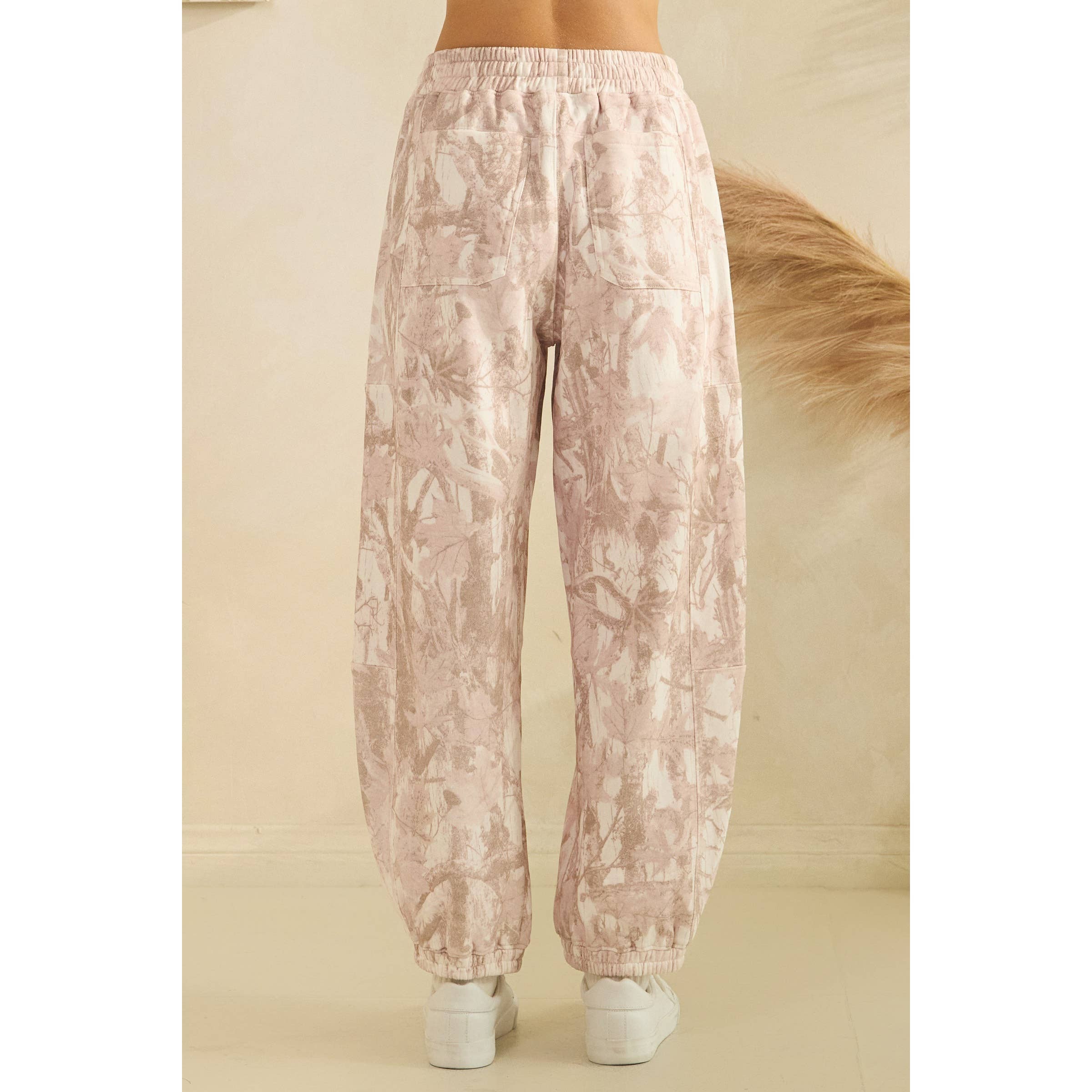 Printed French Terry Pants in Pink Camo (REG)