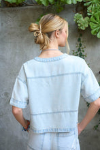 Washed Denim Split Neck Top (REG)