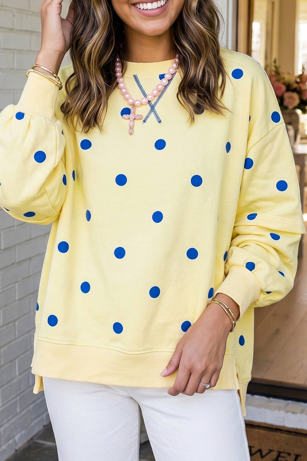 Lovely Day Yellow Polka Dot Sweatshirt (REG/PLUS)
