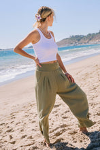 Smocked Cotton Gauze Pants in Olive (REG)