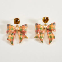 Plaid Bow Drop Earrings