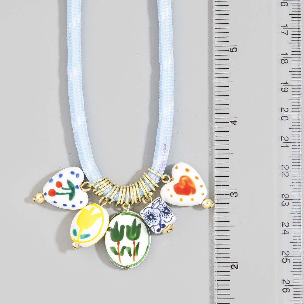 Ceramic Cluster Cord Necklace
