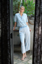Washed Denim Split Neck Top (REG)