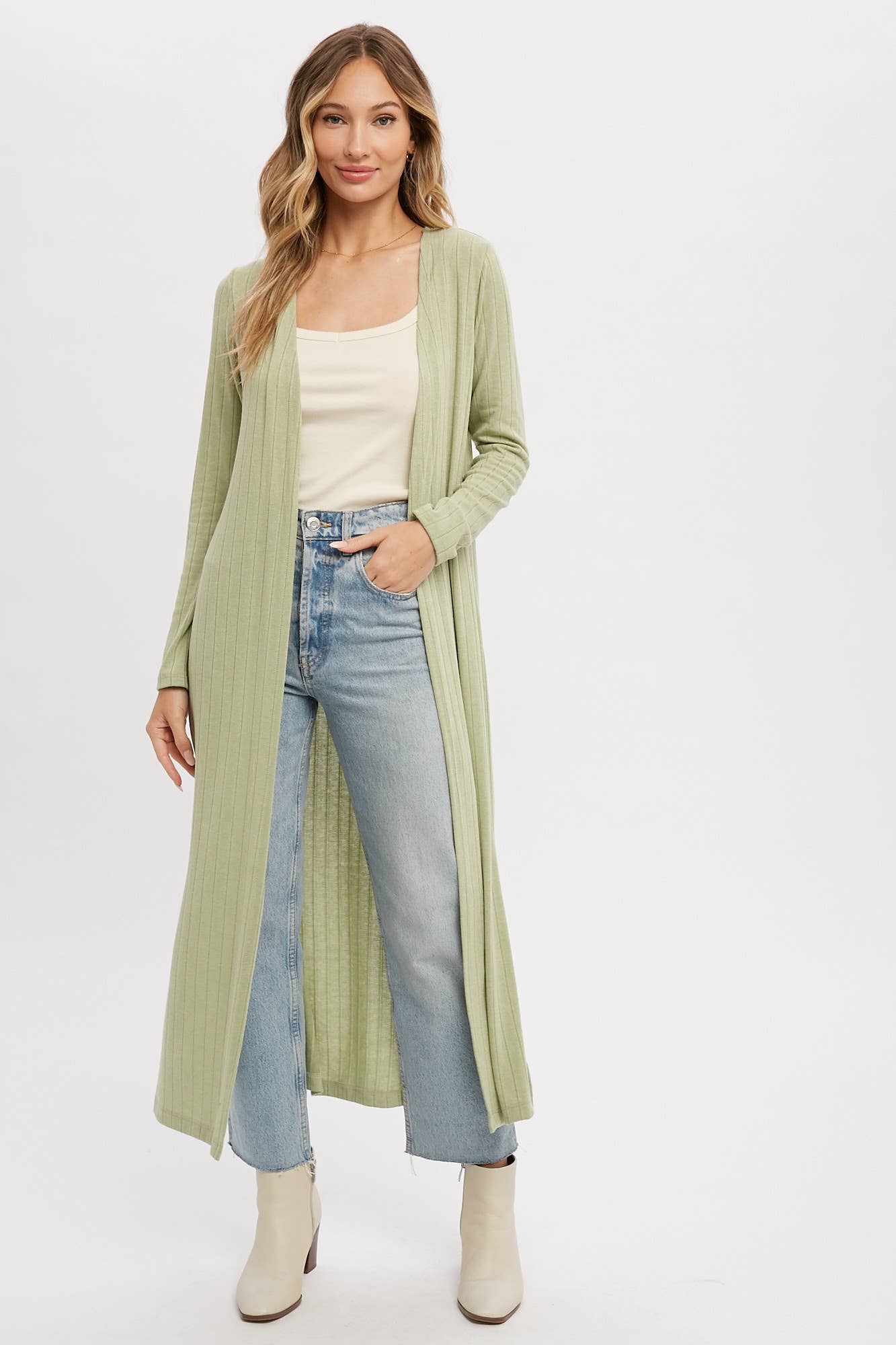 Ribbed Maxi Cardigan in Sage (REG)