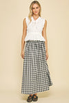 Gingham Plaid Maxi Skirt in Black (REG)