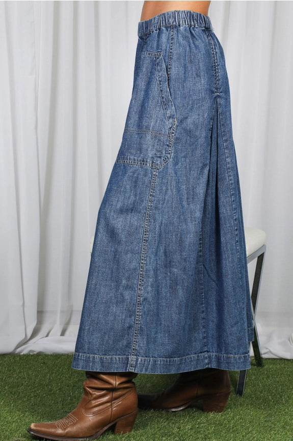 Washed Chambray Crop Pants (REG)