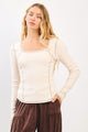 Contrast Stitch Long Sleeve Top in Cream (REG)