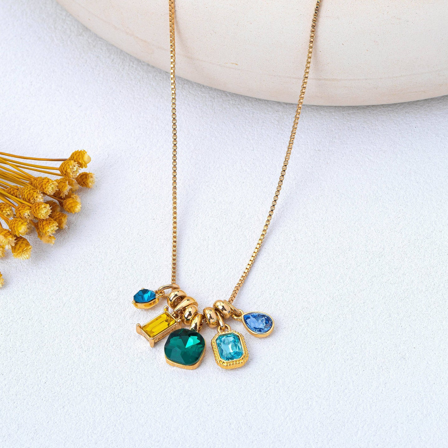 Crystal Cluster Charm Necklace