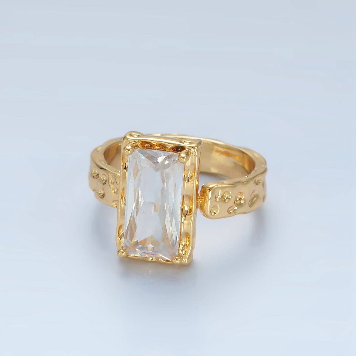 24K Filled CZ Hammered Wrap Ring