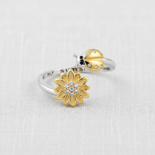 CZ Engraved Ladybug Spinner Ring