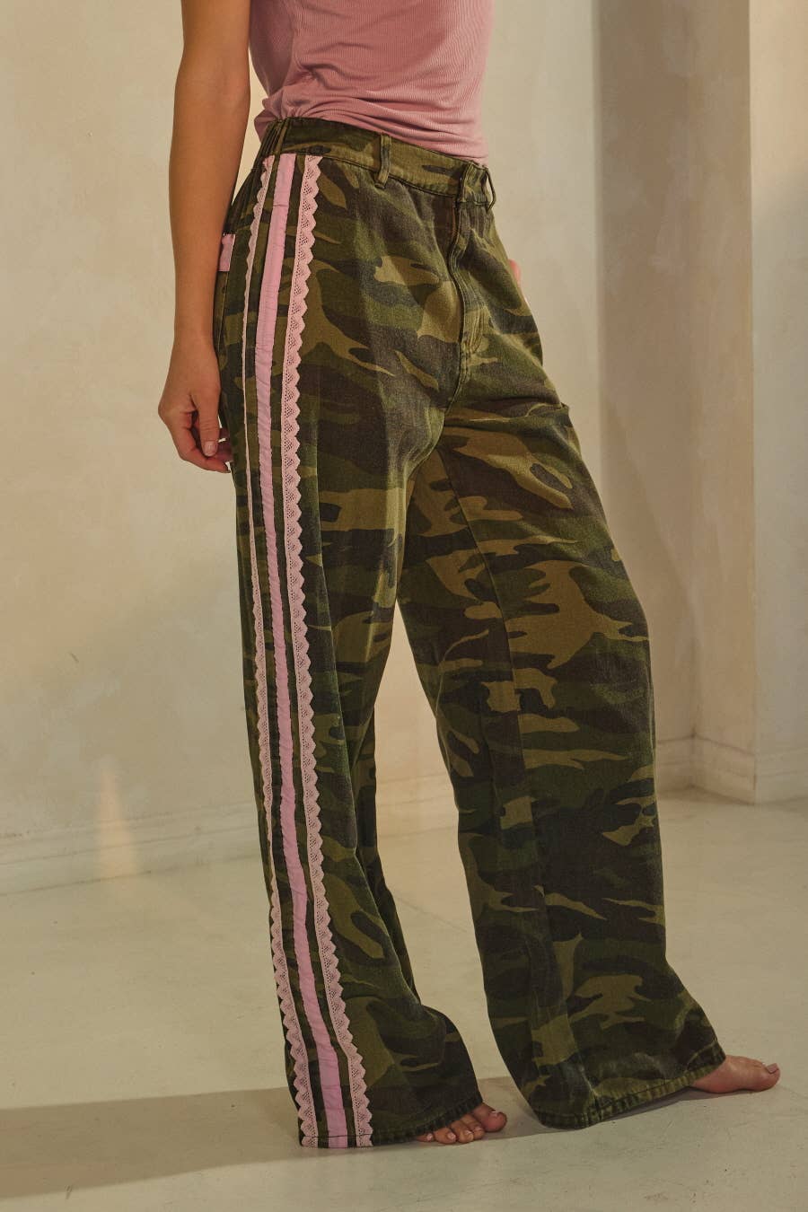Pink Stripe Camo Pants (REG)