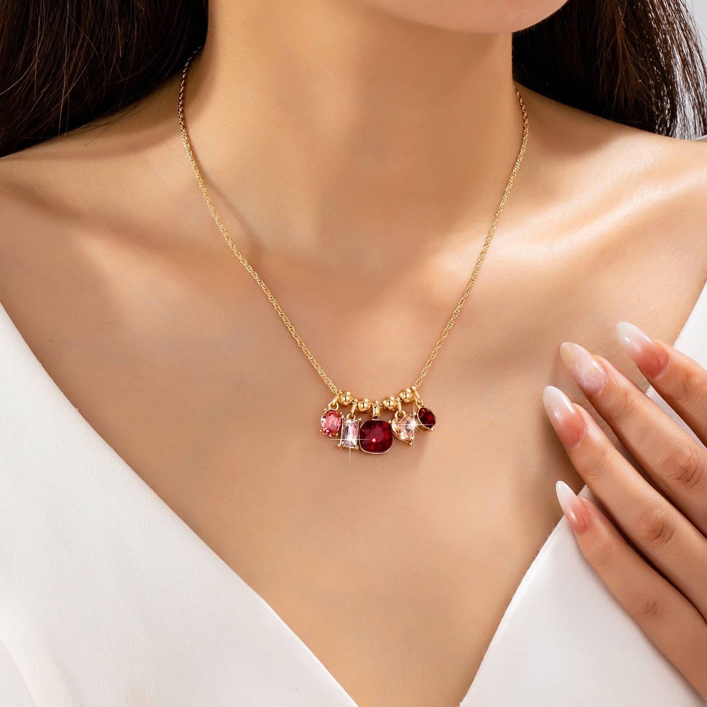 Crystal Cluster Charm Necklace