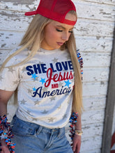 She Loves Jesus & America Too Tee (REG/PLUS)