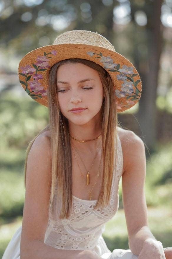 Floral Embroidered Straw Hat