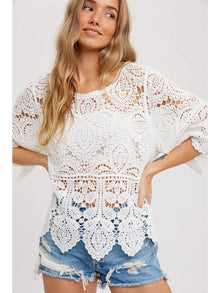 Classy Crochet Lace Top in Ivory (REG)