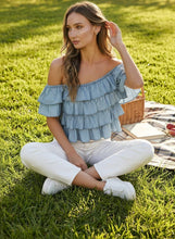 Ruffle Tiered Chambray Top (REG)