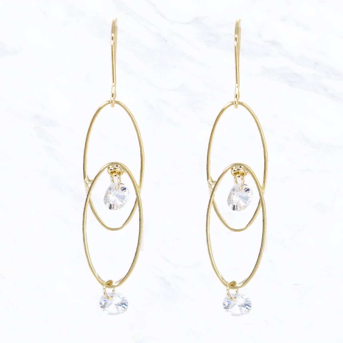 Golden Loop and Diamond Earrings