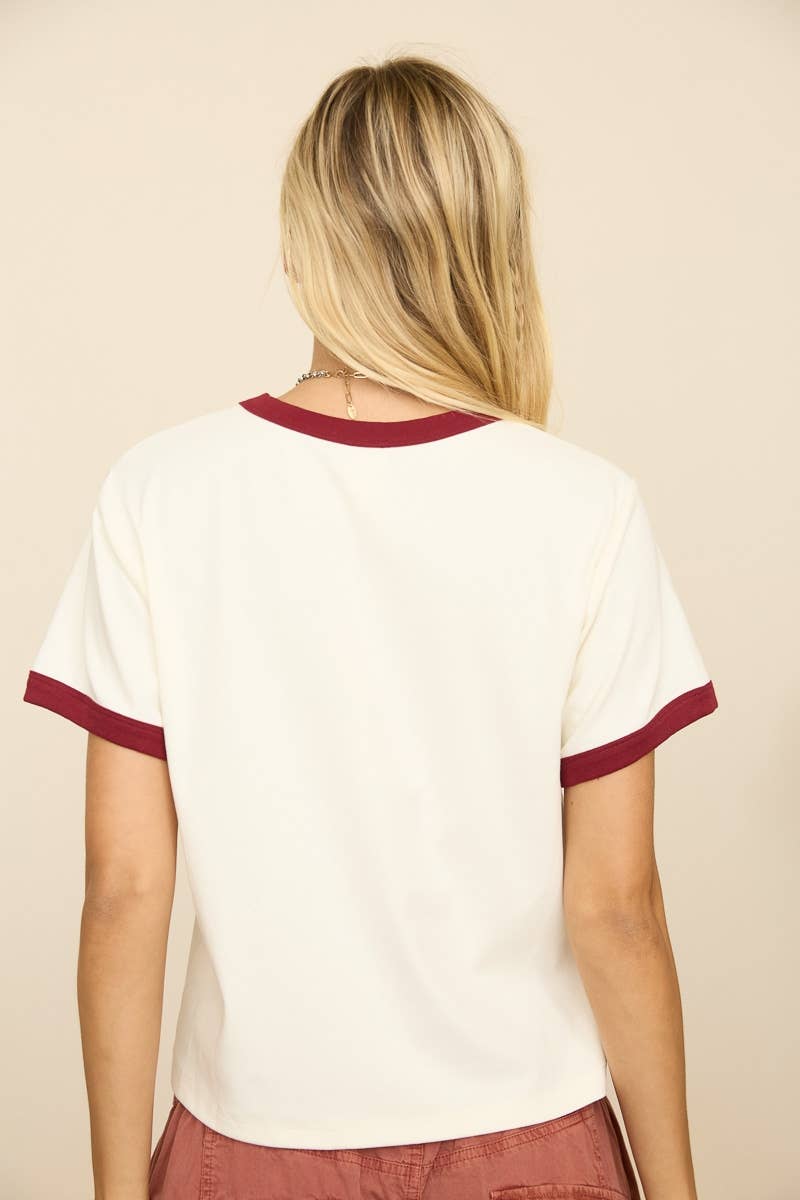Laguna Beach Ringer Tee in Red (REG)