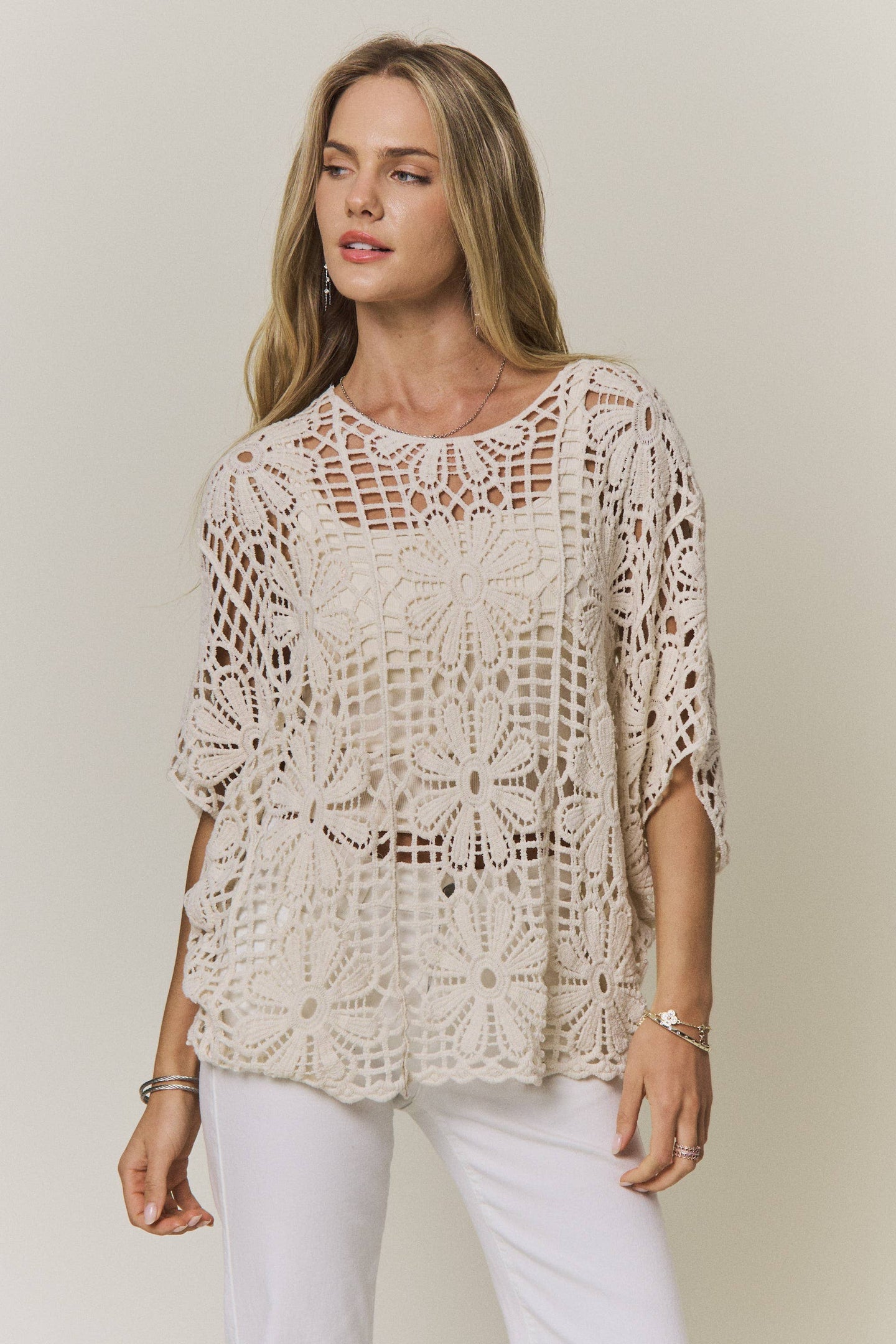 Natural Daisy Crochet Top (REG)