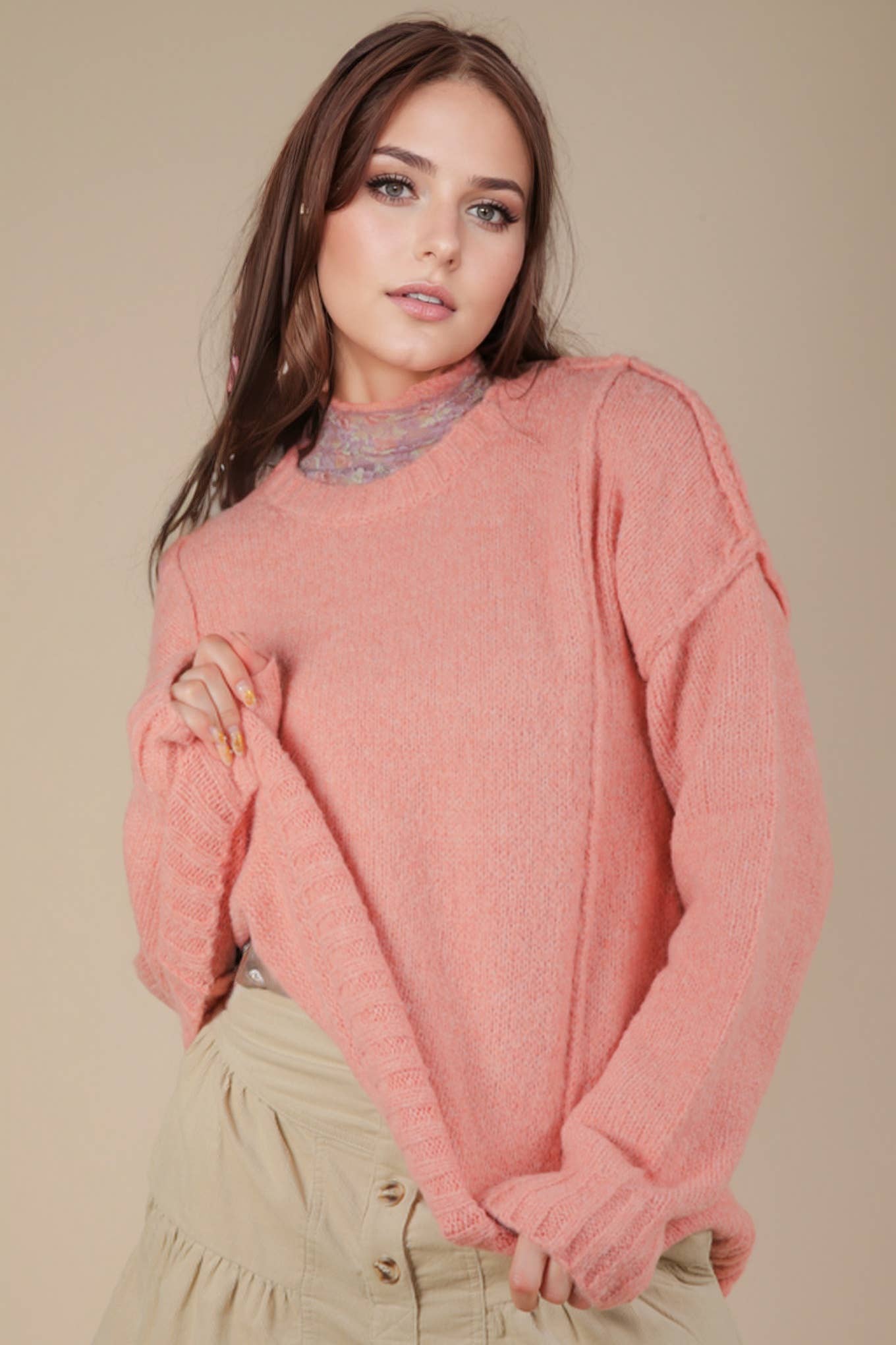 Fuzzy Feeling Pullover Sweater in Pink (REG)