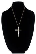 Long Abalone Crystal Cross Necklace