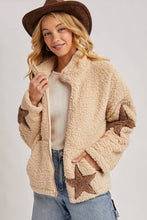 Star Shaped Teddy Sherpa Jacket in Beige (REG)