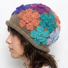 Floral Appliqué Knit Hat