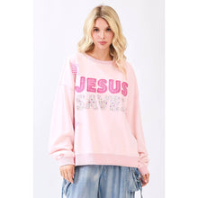 Jesus Saves Patchwork Sweatshirt in Icy Pink (REG)