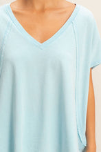 Oversized V-Neck Top in Blue (REG/PLUS)