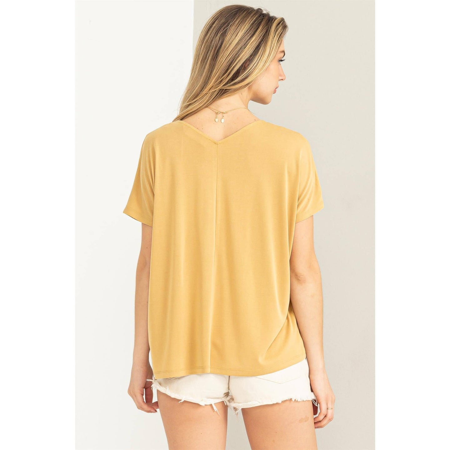 Classic V-Neck Dolman Top in Tortilla Brown (REG)
