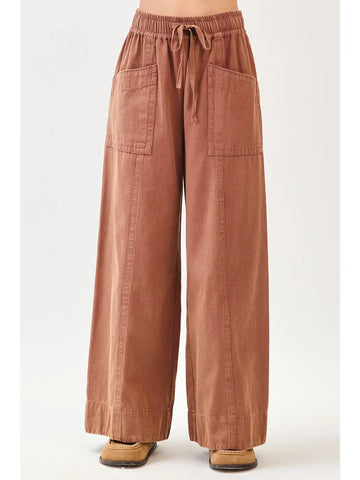 Mineral Wide Leg Twill Pants in Red Bean (REG)