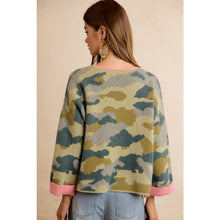 Camo Contrast Roll Sleeve Sweater (REG)