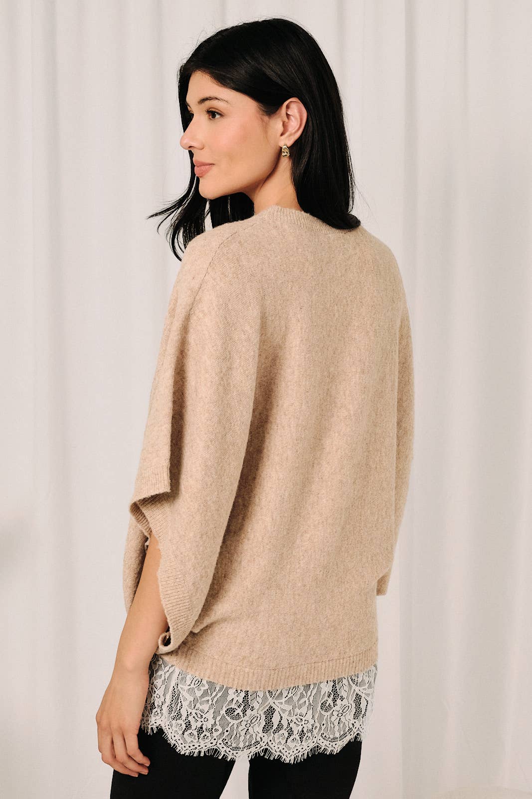 Ecru Lace Trim Dolman Sweater (REG)