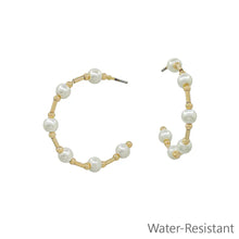 Pearl Station Hoop Earrings