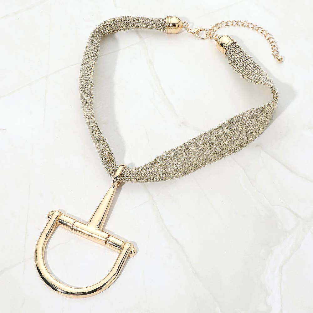 Bold Equestrian Mesh Chain Necklace