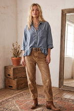 Mineral Wash Ruffle Hem Denim Top (REG)