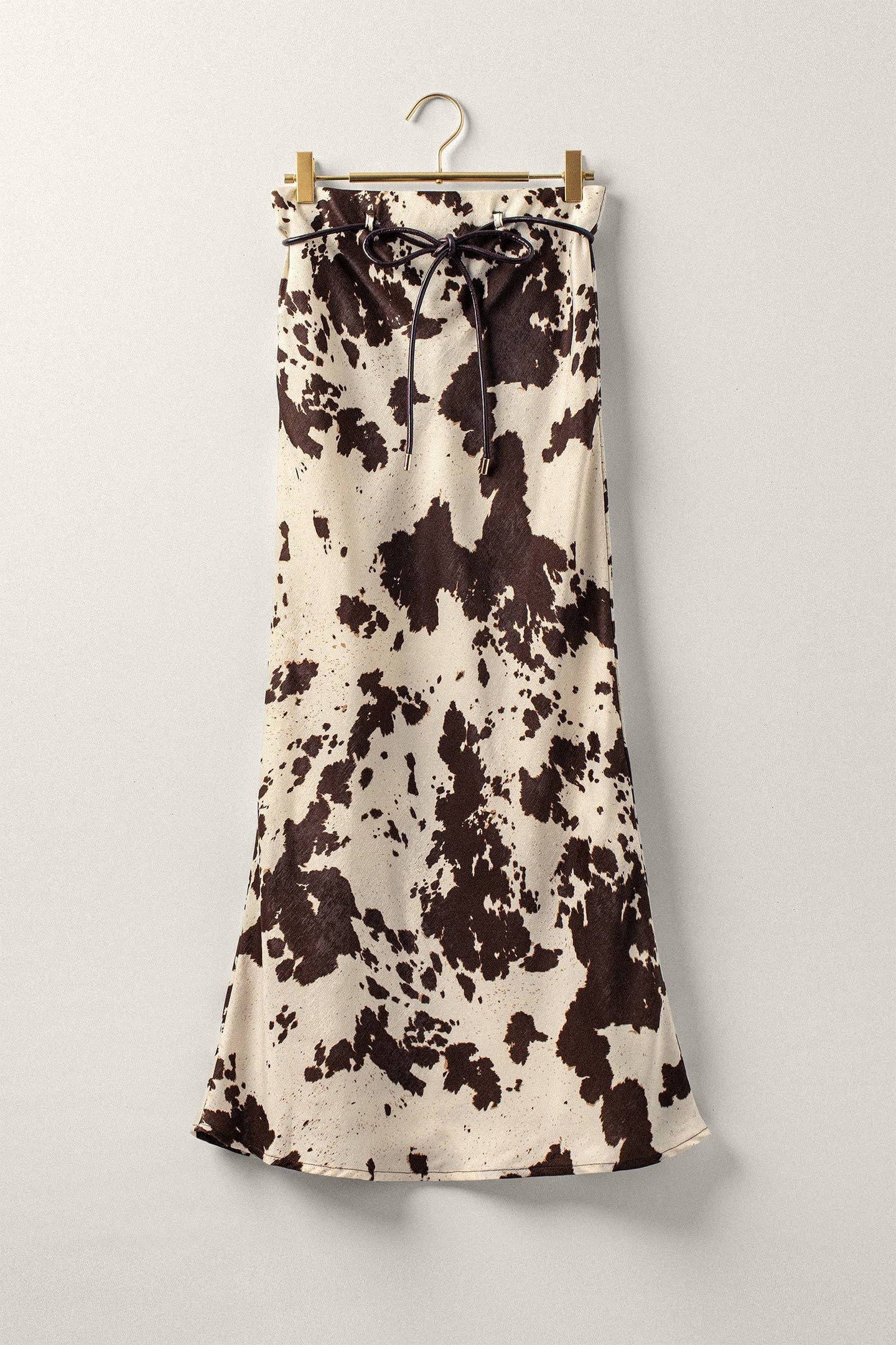 Cow Print Satin Midi Skirt (REG)