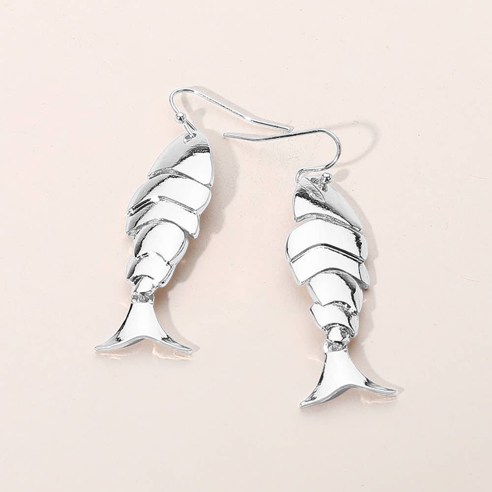 Metal Fish Dangle Earrings