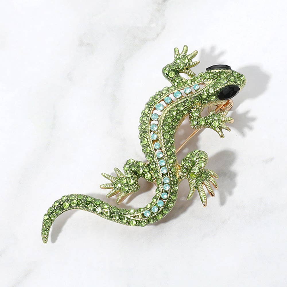 Stone Paved Lizard Brooch