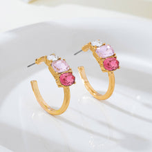 Rosy Crystal Hoop Earrings