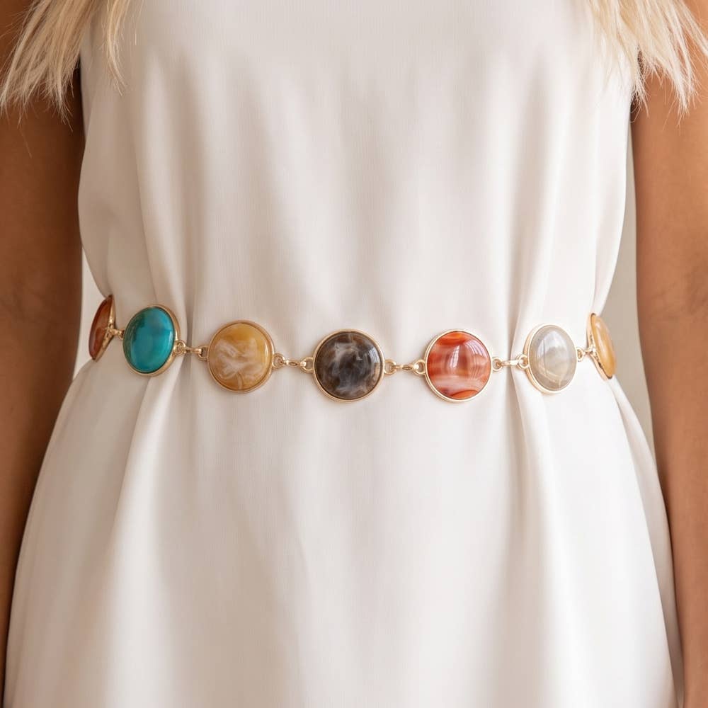 Multicolor Stone Chain Belt