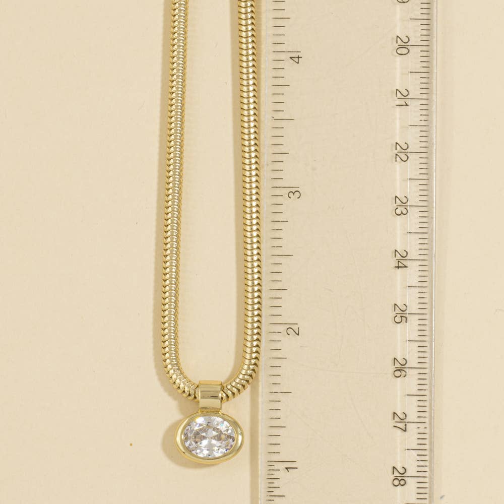 Oval CZ Bezel Necklace