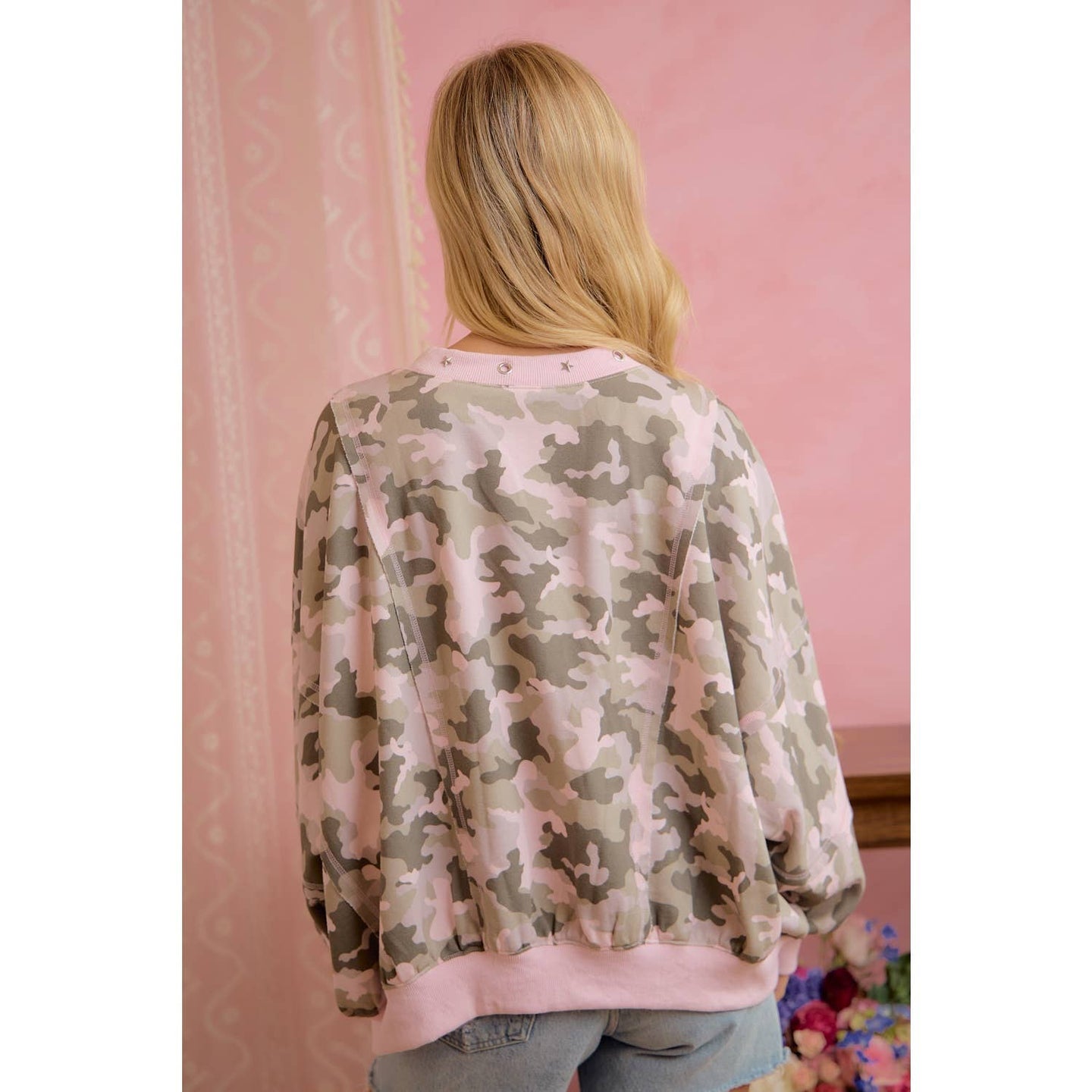 Soft Pink Camo Terry Sweatshirt (REG)