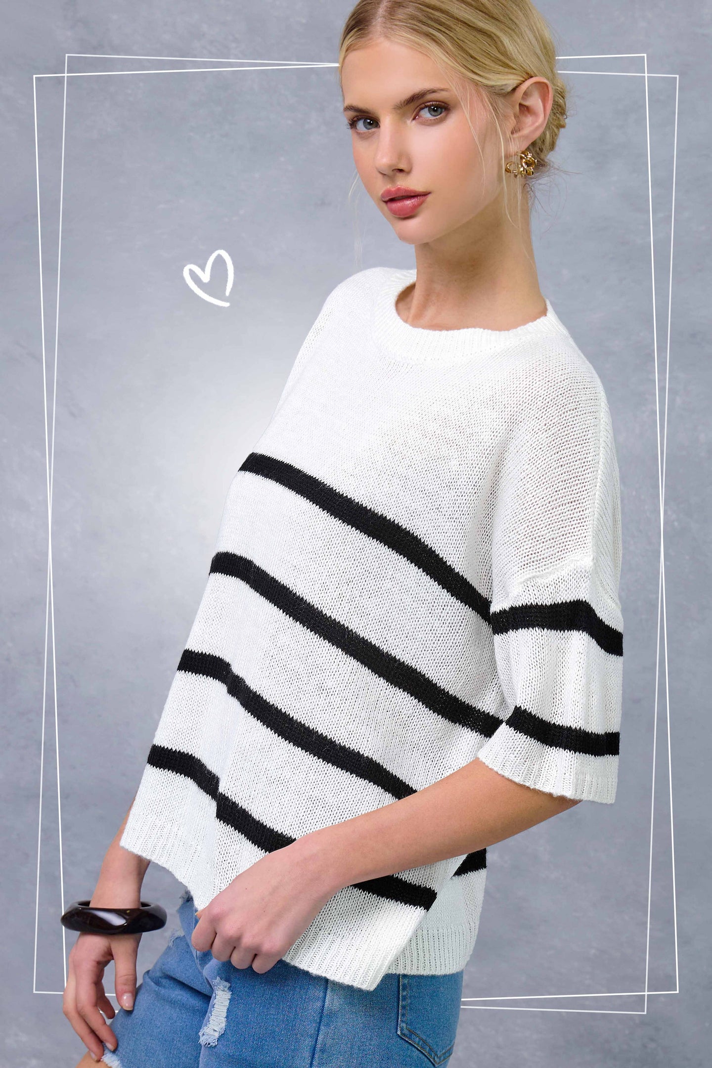 Cookies n Cream Boxy Striped Sweater (REG)