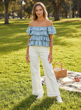 Ruffle Tiered Chambray Top (REG)